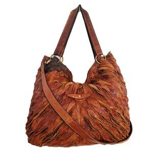 APC Large Distressed Feathered Leather Boho Shoulder Bag